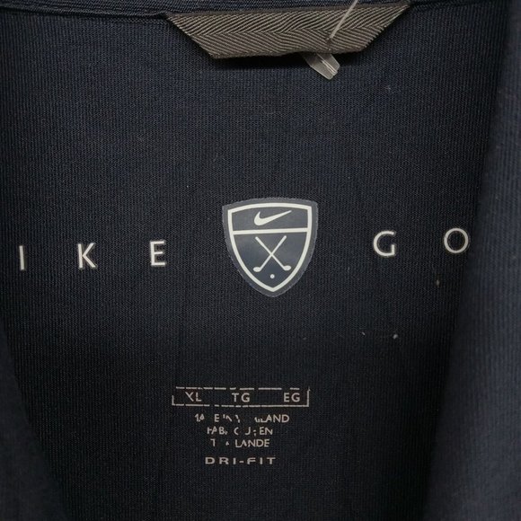 Nike Golf Shirt Mens XL Black Dri‎ Fit Performance Polo Short Sleeve Swoosh - Picture 3 of 8